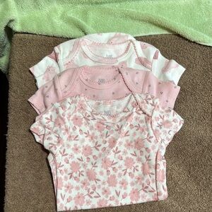 Carter’s Just One You Three Pack Of Pink Little Girls Different Designs Onesies